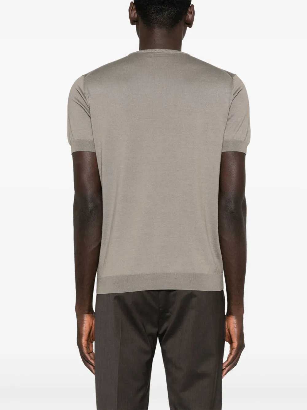 Giorgio Armani Fijngebreid T-shirt Grijs