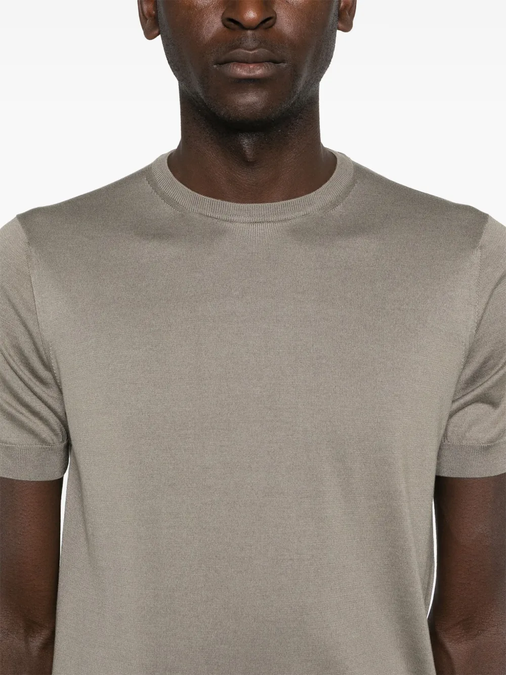 Giorgio Armani Fijngebreid T-shirt Grijs