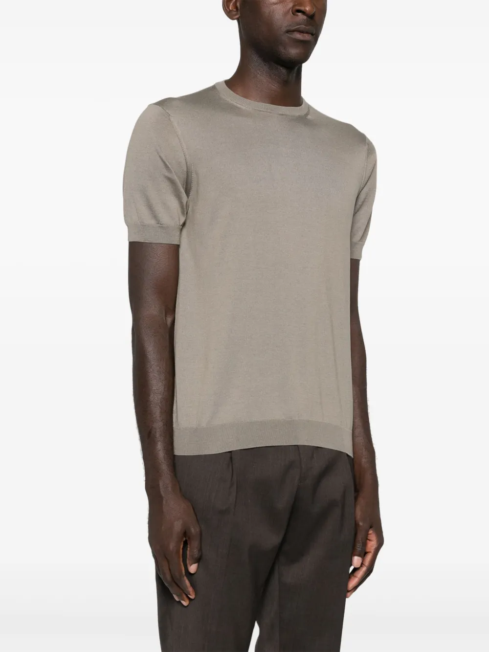 Giorgio Armani Fijngebreid T-shirt Grijs