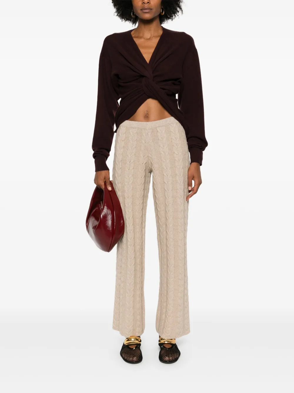 Magda Butrym Kabelgebreide broek - Beige