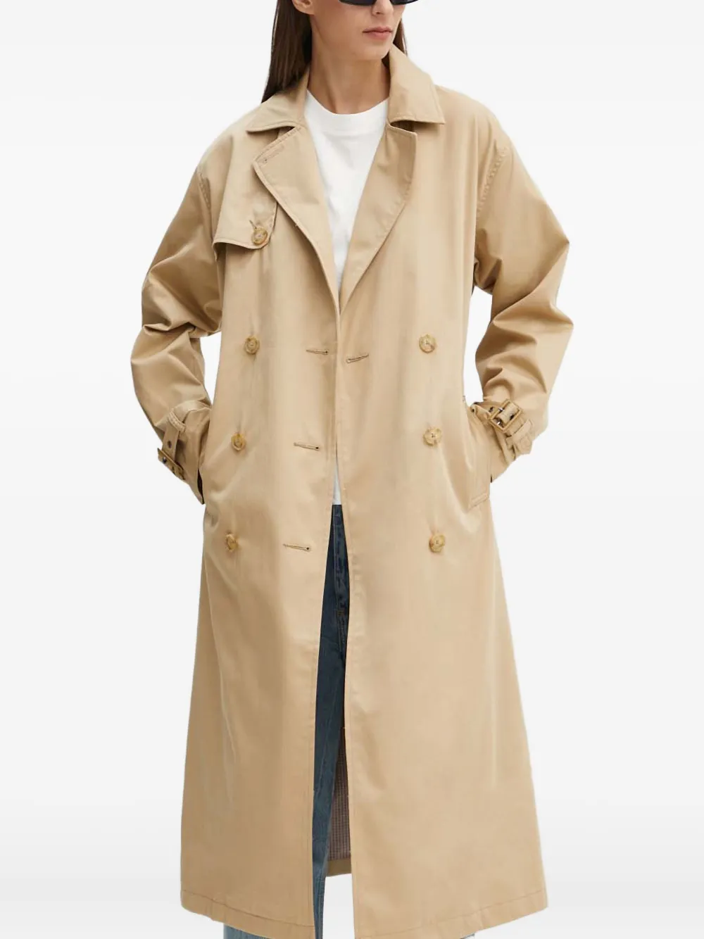 Levi's Jas met ceintuur en dubbele rij knopen Beige