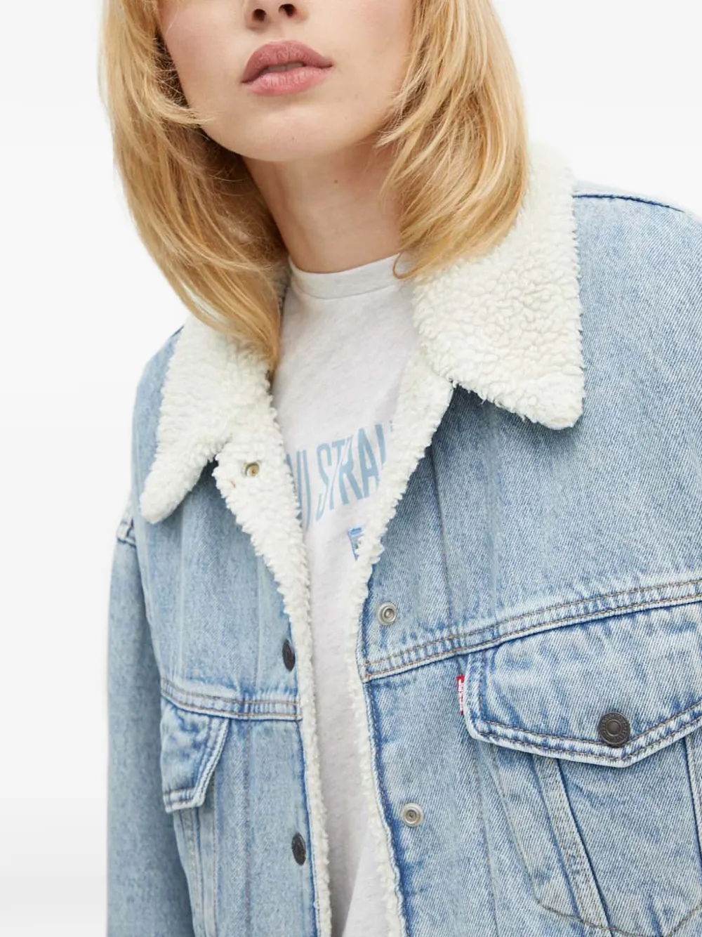 Levi's 1990s jack met klepzakken en Sherpa kraag Blauw
