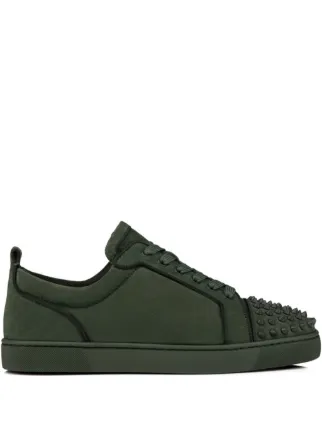Christian Louboutin Green Spiked Mens Shoes Christian Louboutin Green Suede Leather Louis Spikes High  main image 2