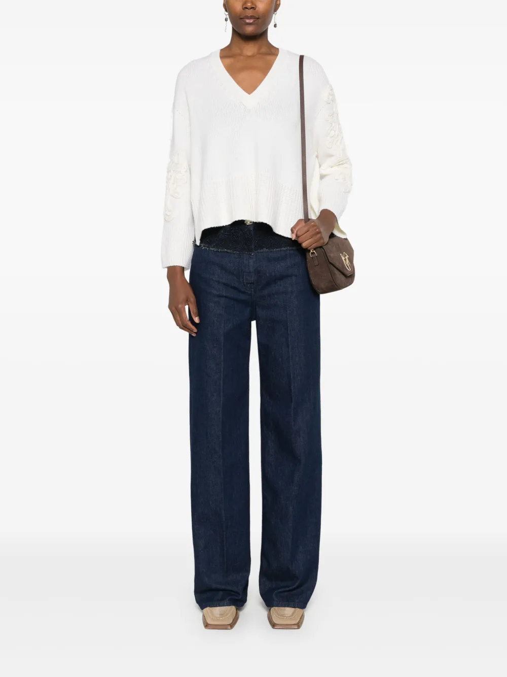 ERMANNO FIRENZE appliqué-detail sweater - Wit