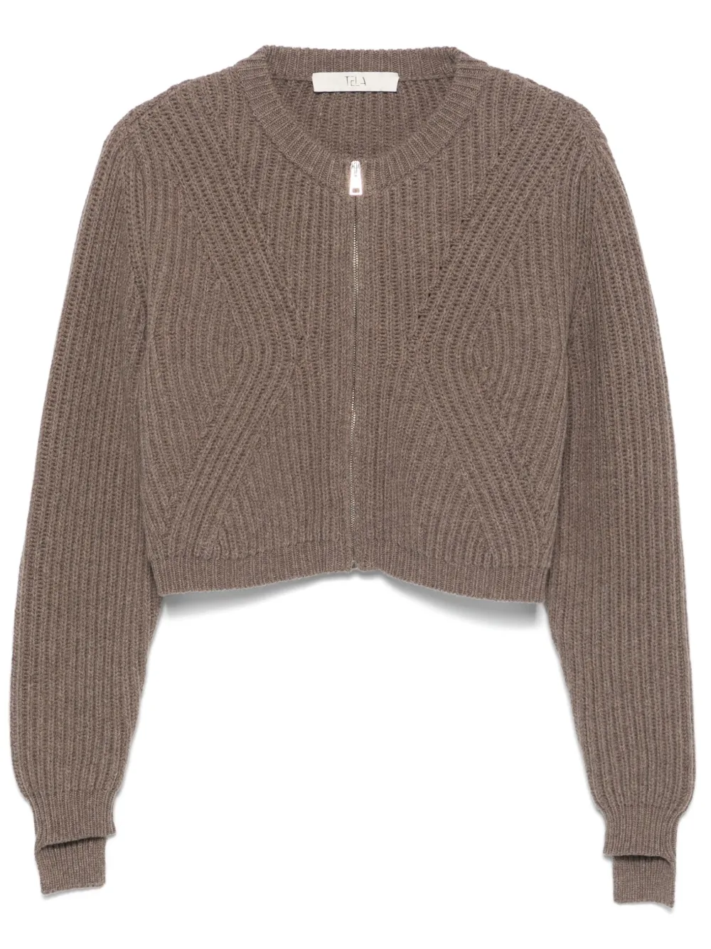 Tela Grofgeribbeld vest Bruin