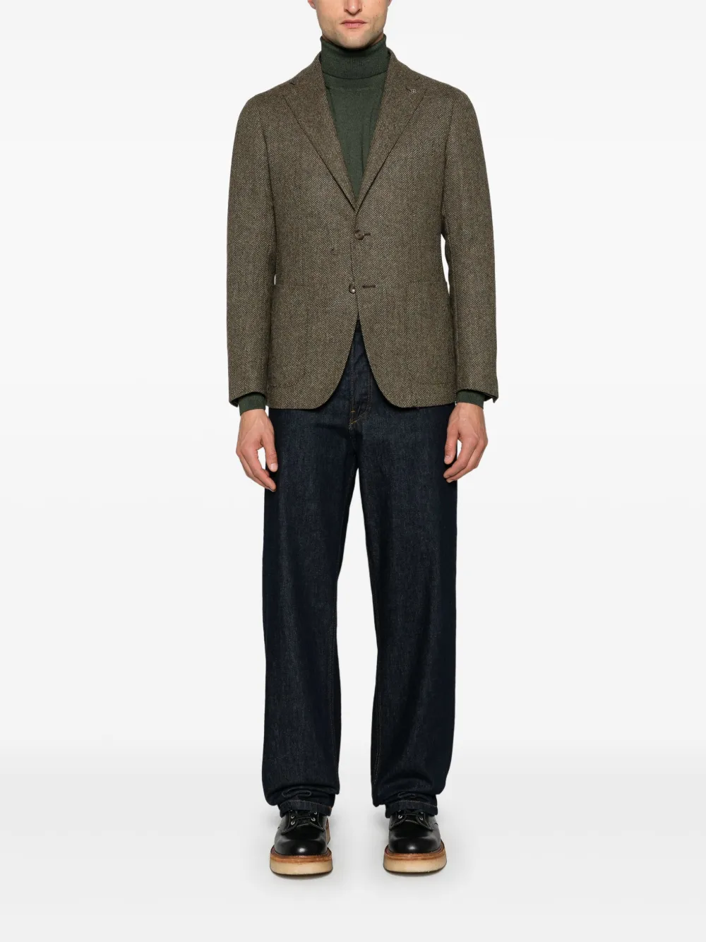 Tagliatore herringbone-pattern blazer - Groen