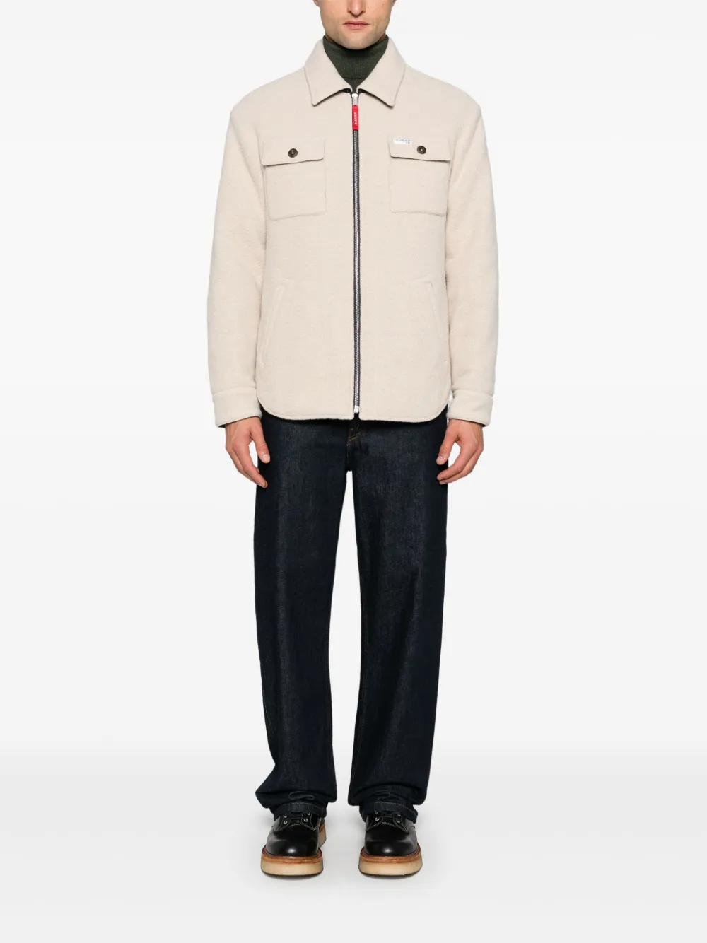 Fay fleece-texture jacket - Beige