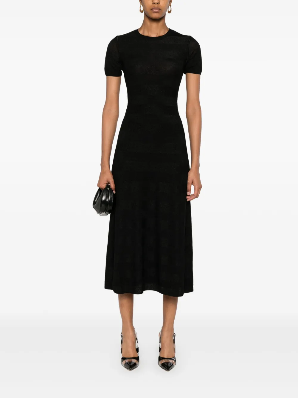 Emporio Armani striped maxi dress - Zwart