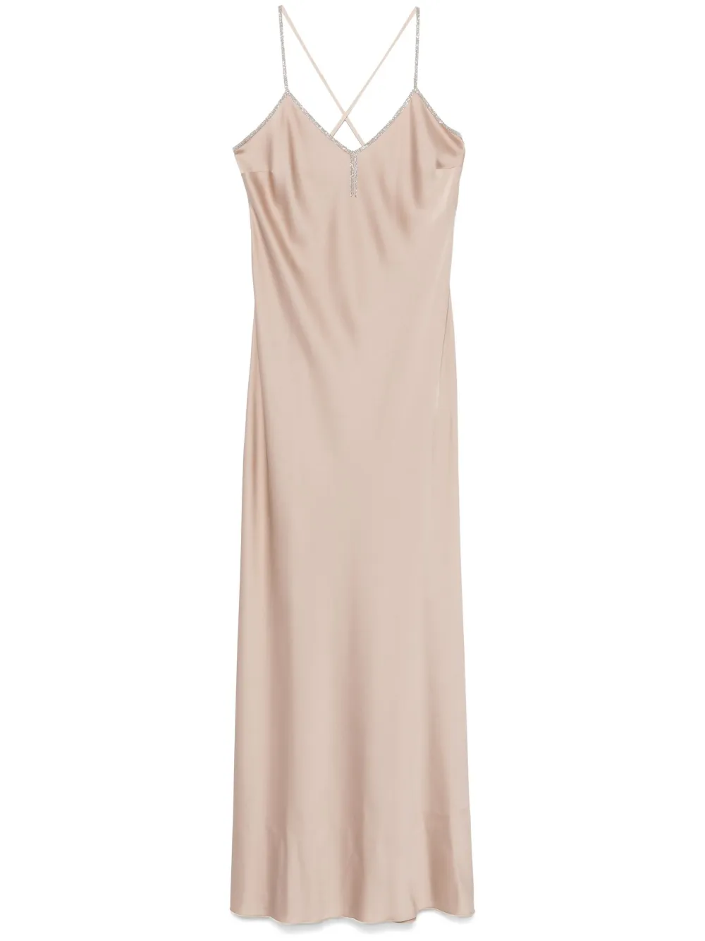 D.Exterior Jurk verfraaid met kristallen Beige
