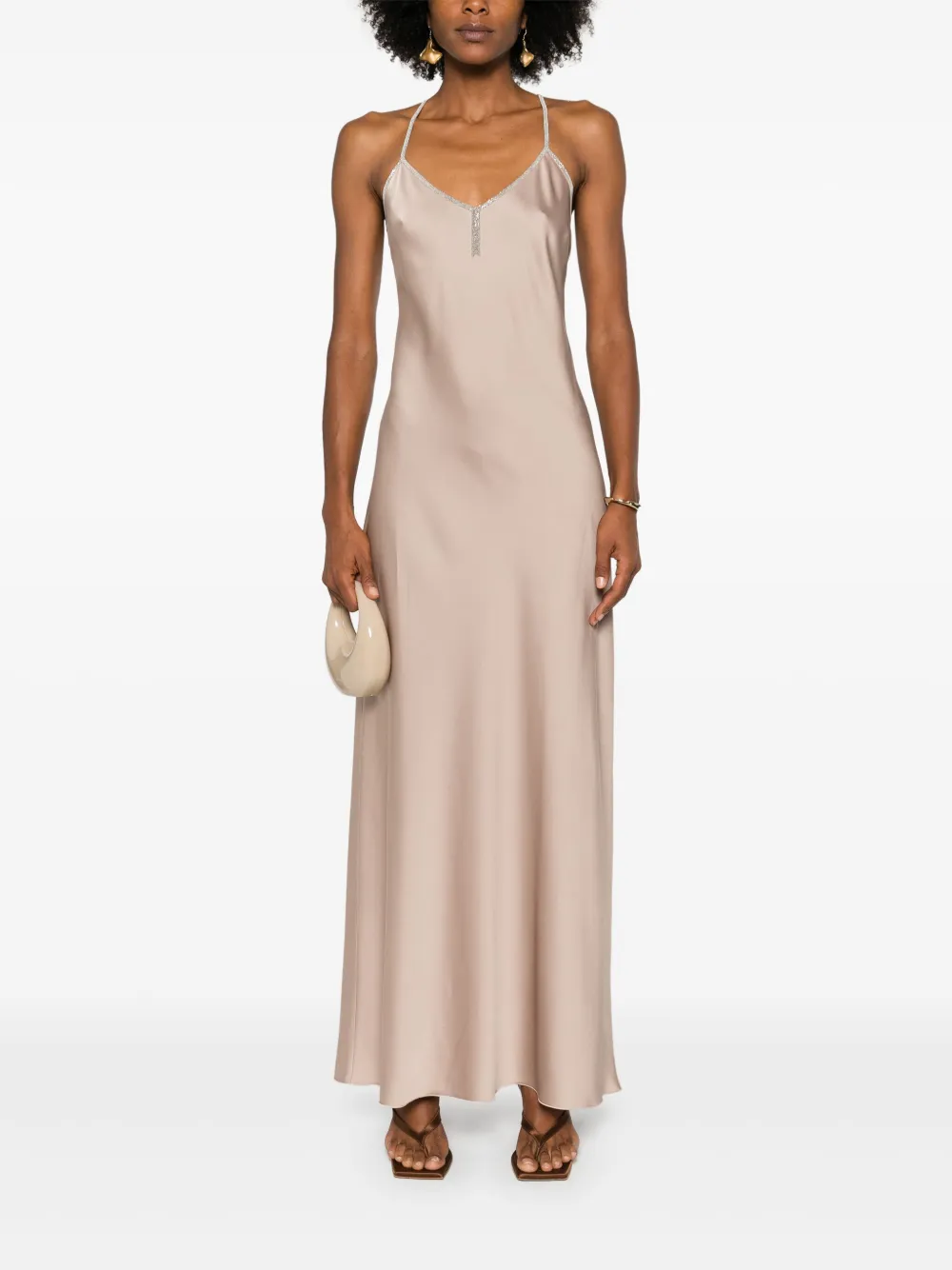 D.Exterior Jurk verfraaid met kristallen - Beige