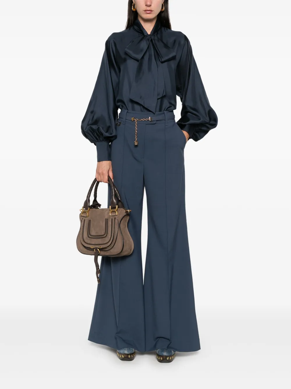 ZIMMERMANN Flared broek met ceintuur - Blauw
