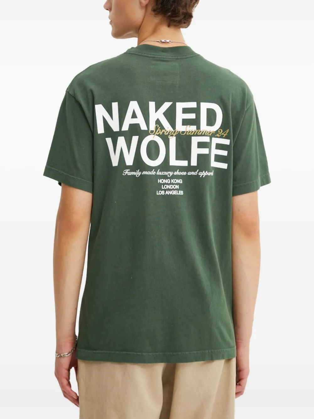 NAKED WOLFE T-shirt met logoprint Groen