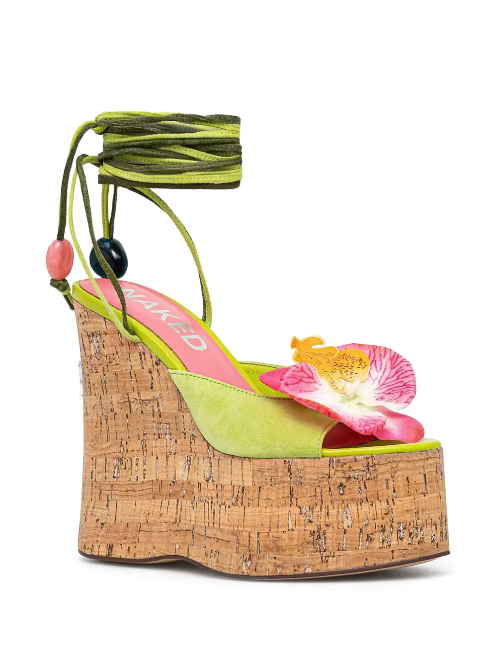 NAKED WOLFE 140mm Sunflower suede sandals - Groen