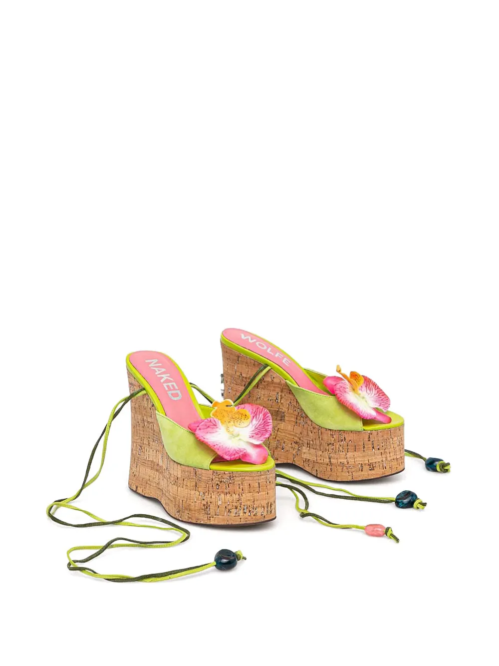 NAKED WOLFE 140 mm Sunflower suède sandalen Groen
