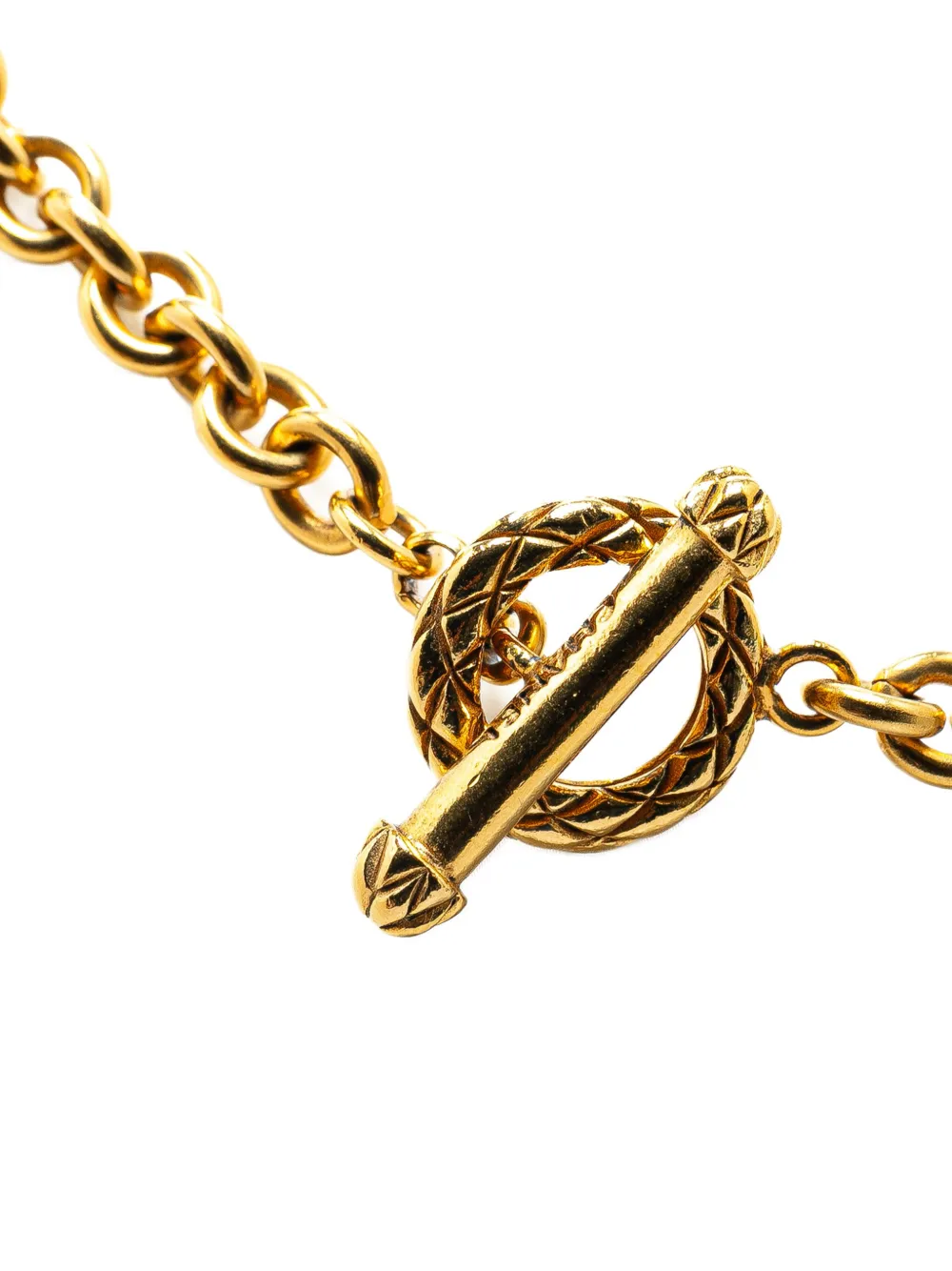 CHANEL Pre-Owned 1994 Gold Plated CC Sun Medallion Pendant costume necklace - Goud