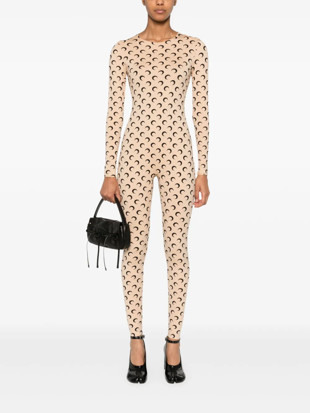 Marine Serre Moon-print jersey jumpsuit - Beige