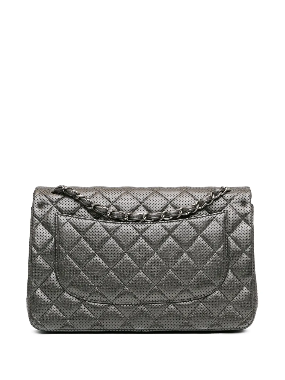 CHANEL Pre-Owned 2014-2015 Jumbo Classic Perforated Lambskin Double Flap shoulder bag - Zilver