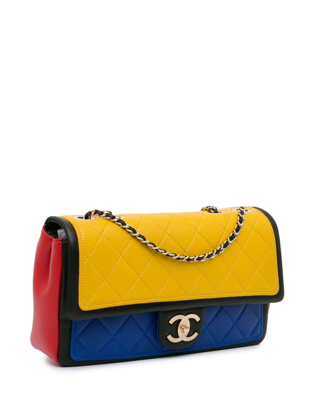 Cheap HOT SALE CHANEL 2012-2013 Medium Tricolor Lambskin Graphic Flap shoulder bag Women