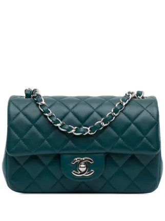 CHANEL Pre Owned 2020 Mini Rectangular Classic Lambskin Single Flap Crossbody Bag Blue FARFETCH IE