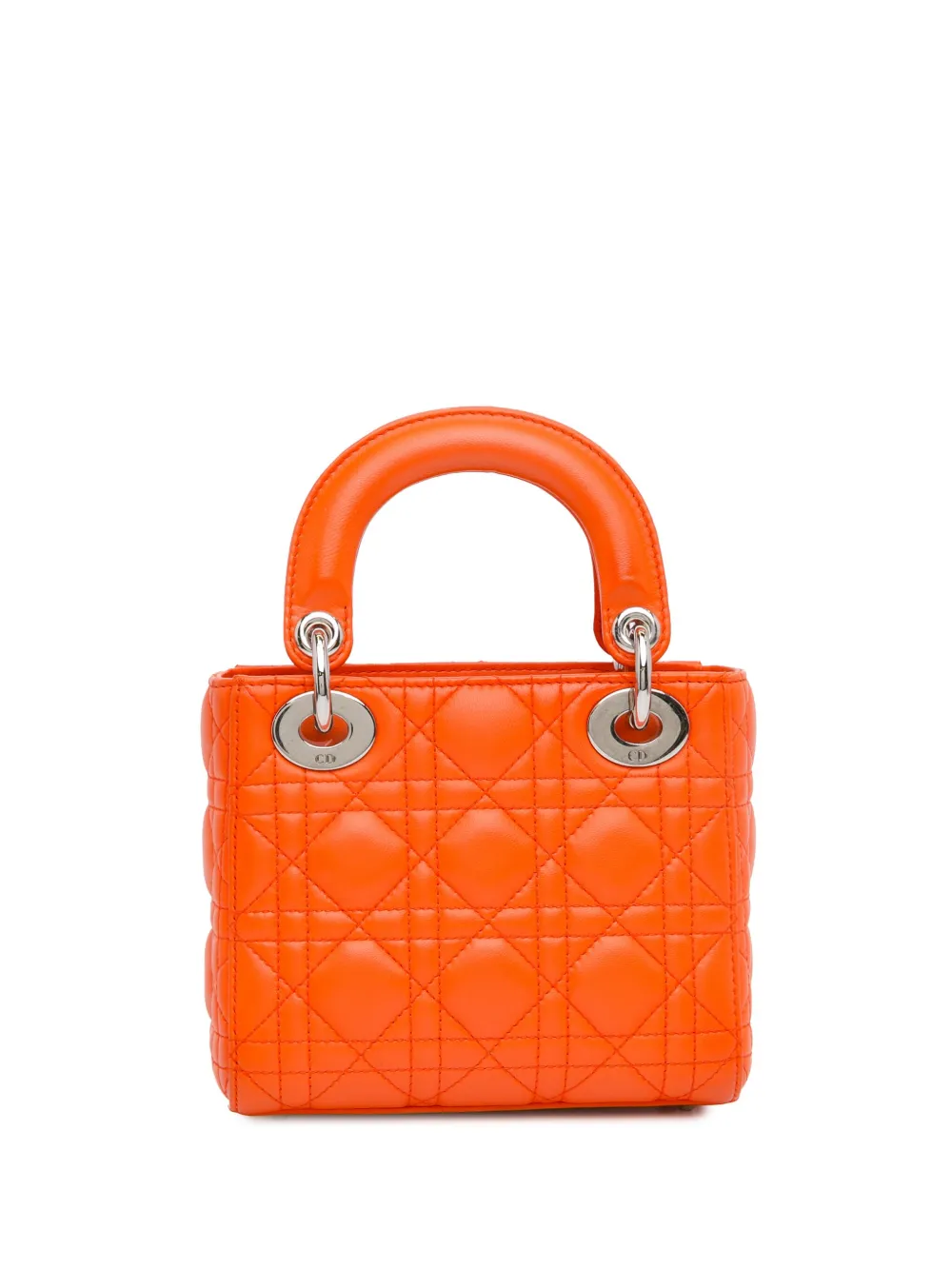Christian Dior Pre-Owned 2014 Mini Lambskin Cannage Lady Dior satchel - Oranje