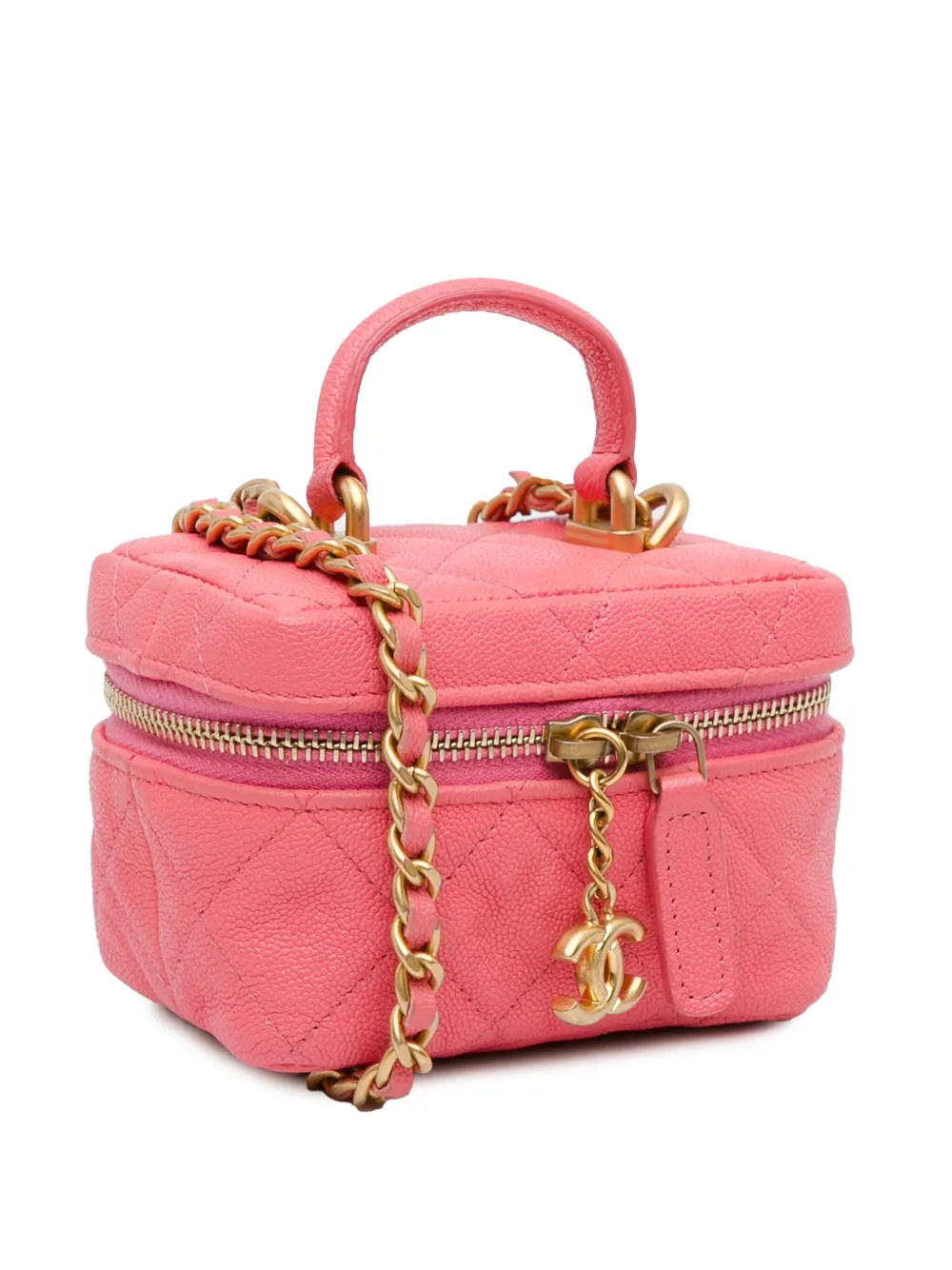 CHANEL PreOwned 2021 Micro Caviar Chain Vanity Bag Pink FARFETCH