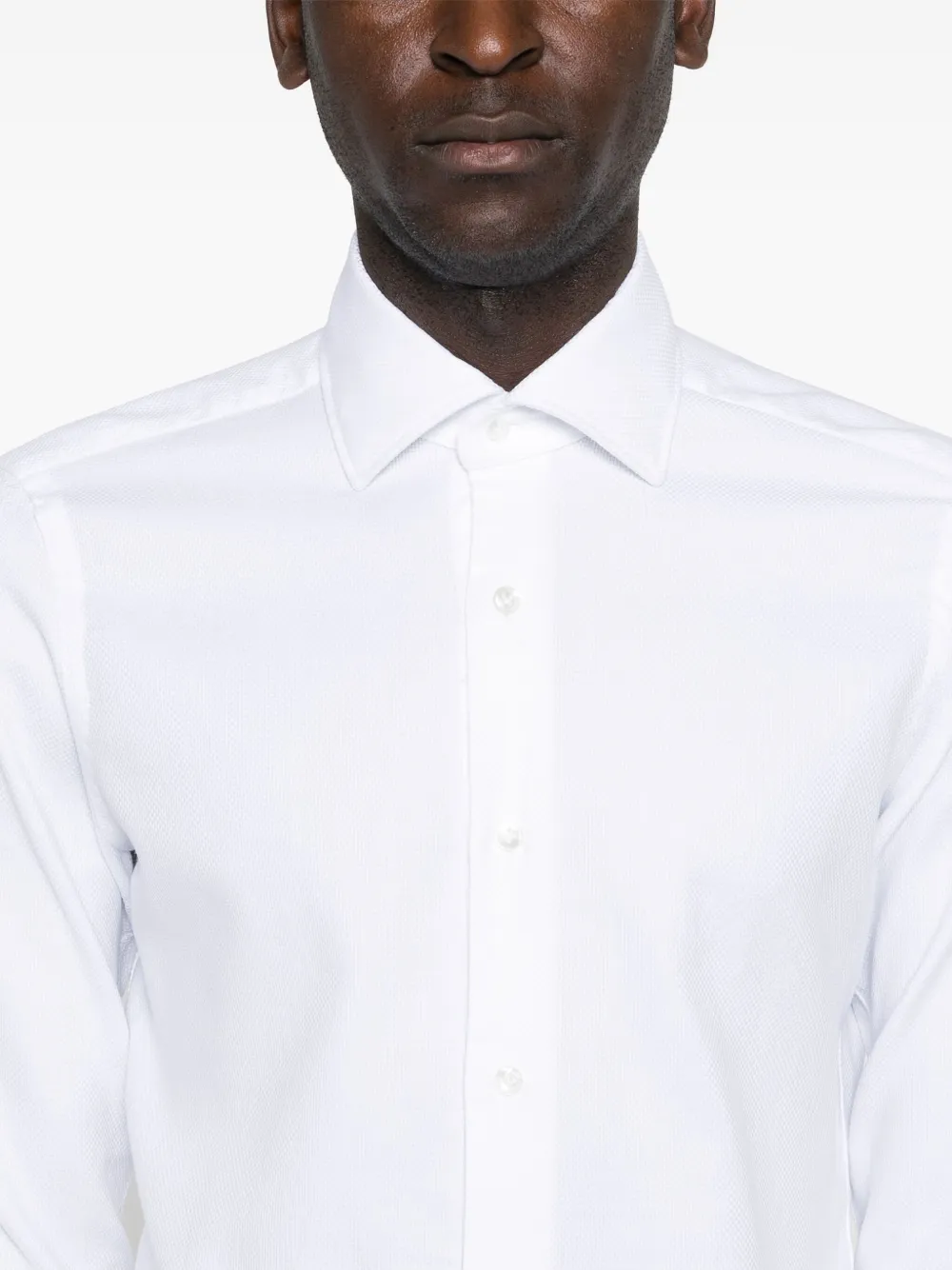 Barba Napoli Seersucker Shirt In Weiss