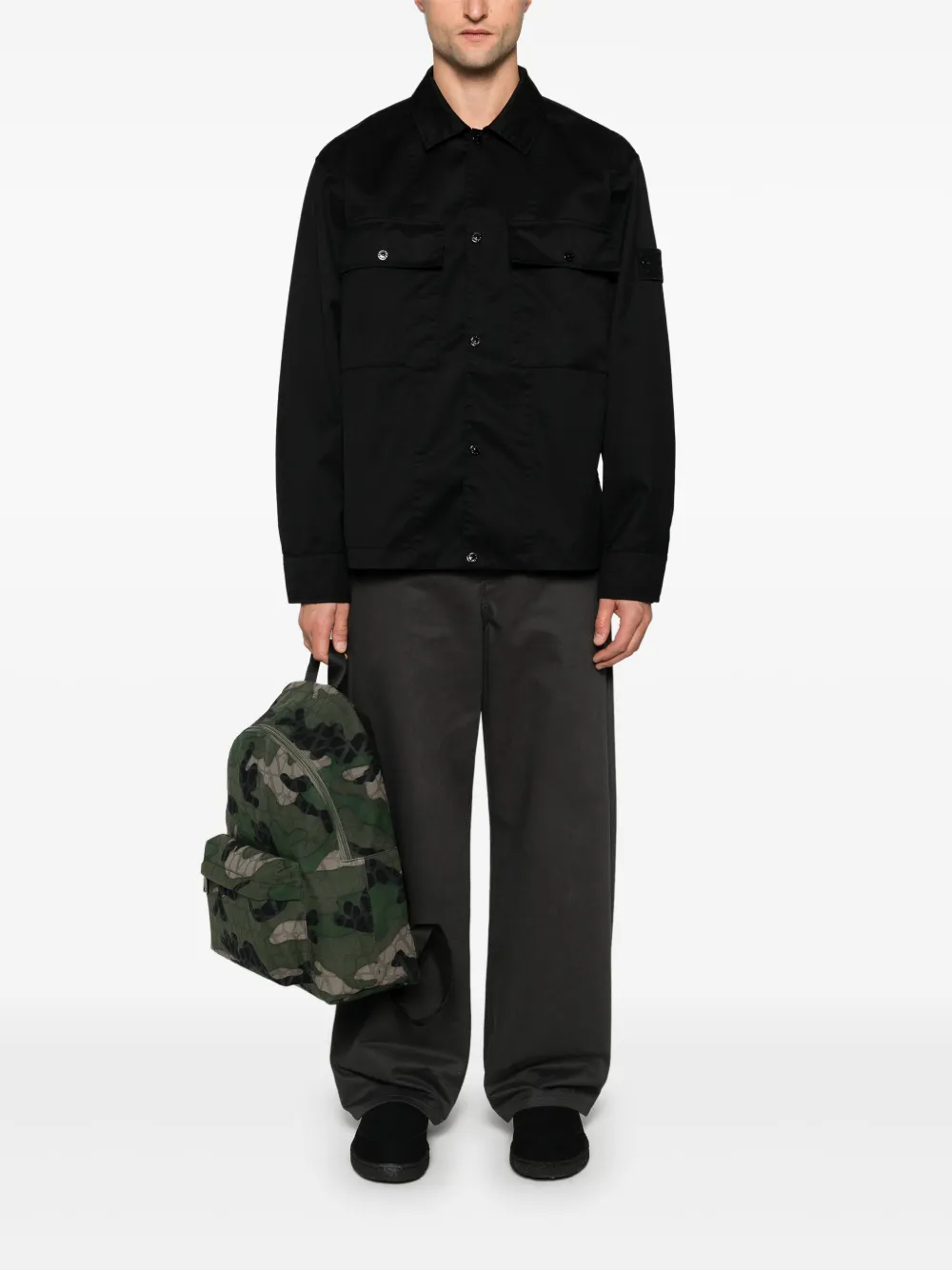 Stone Island Compass-badge shirt jacket - Zwart