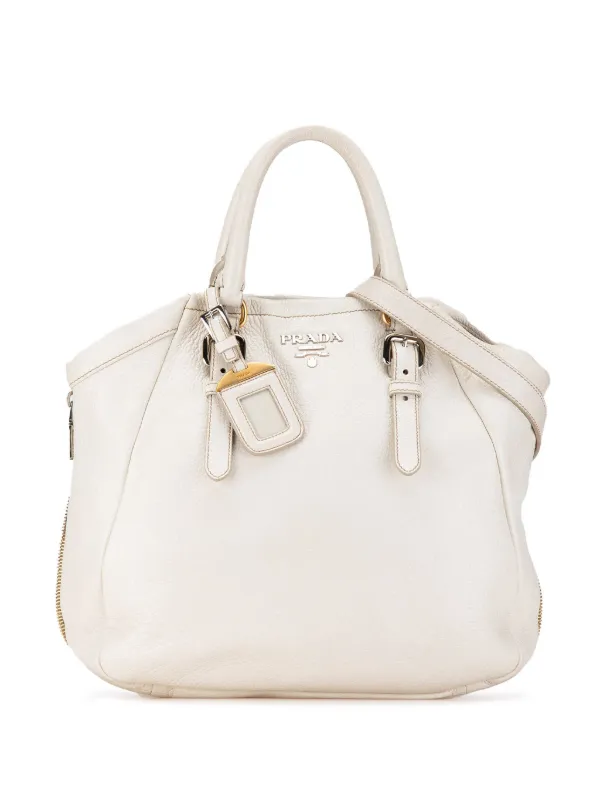 Prada Pre Owned 2000 2023 Vitello Daino satchel women Calf Leather One Size White