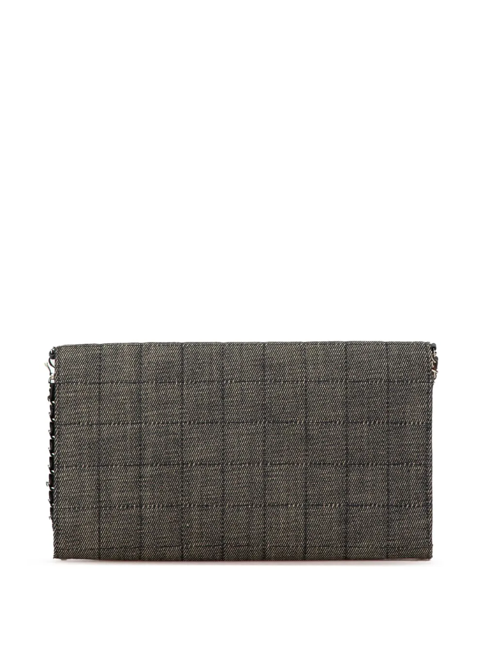Pre-owned Chanel 2002-2003 Denim Choco Bar Chain Flap Shoulder Bag In Grey