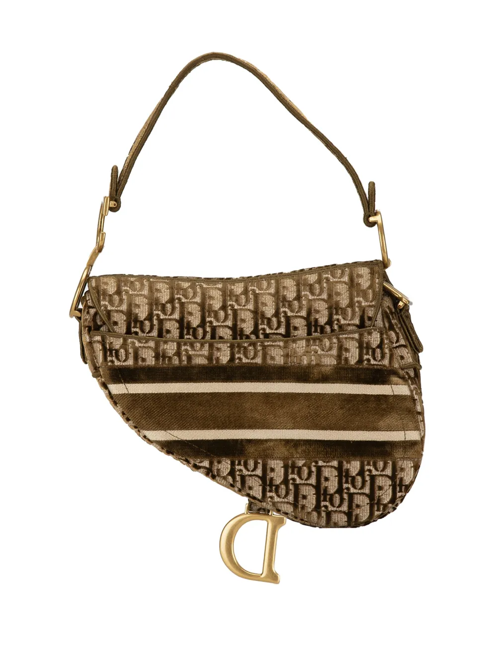Christian Dior Pre-Owned 2020 Velvet Oblique Saddle shoulder bag - Bruin