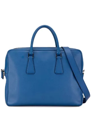 Prada Pre Owned 2000 2023 Saffiano Zip Briefcase Business Bag Blue FARFETCH SA