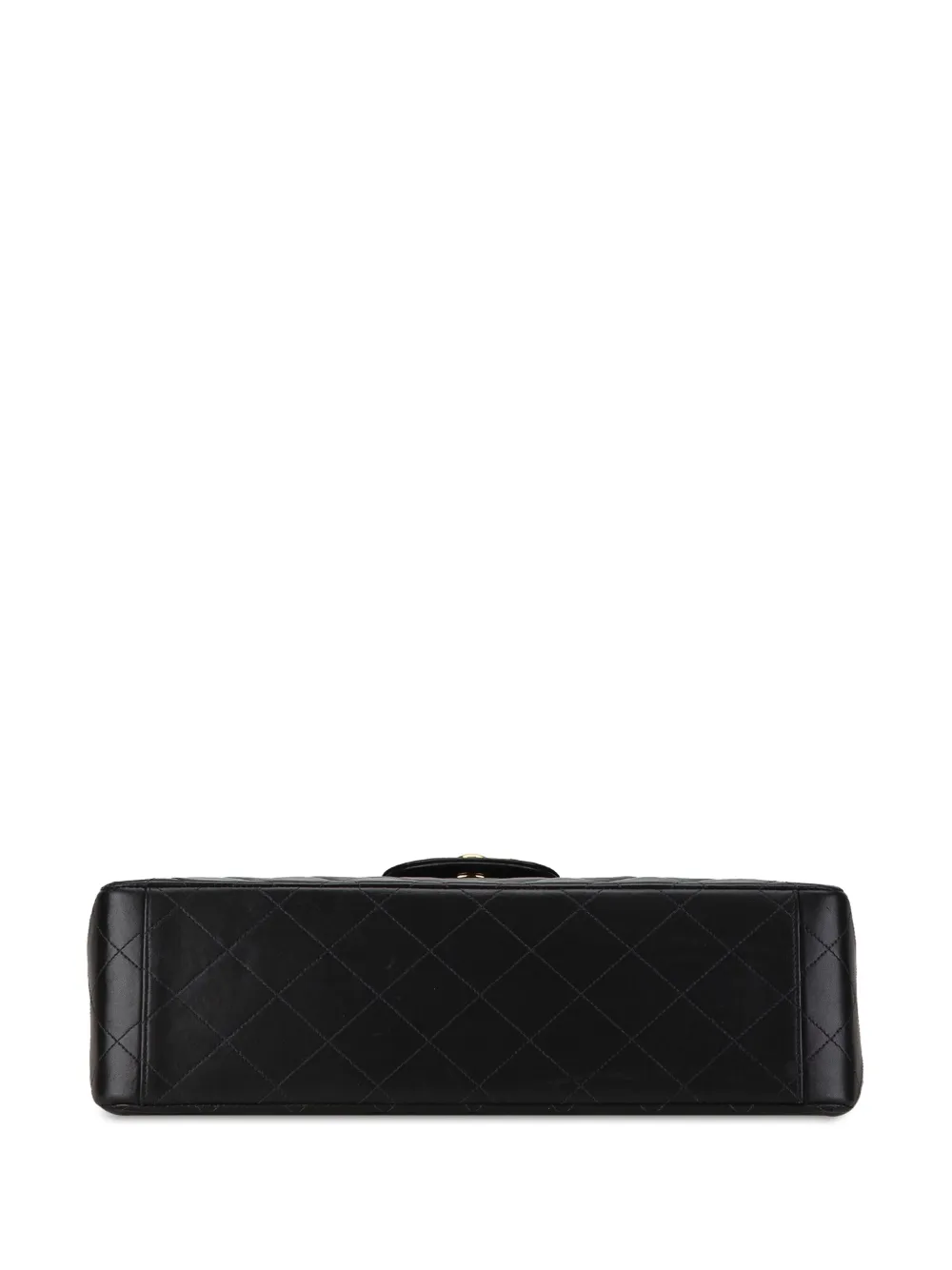Pre-owned Chanel 1991-1994 Maxi Xl Classic Lambskin Single Flap Shoulder Bag In Black