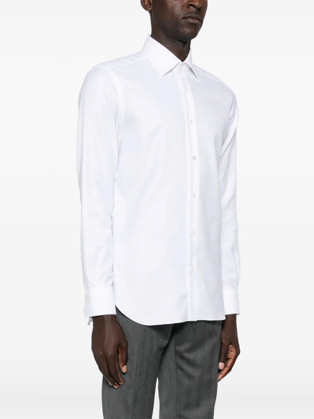 Barba Napoli Long-sleeve Button-down Shirt In Weiss