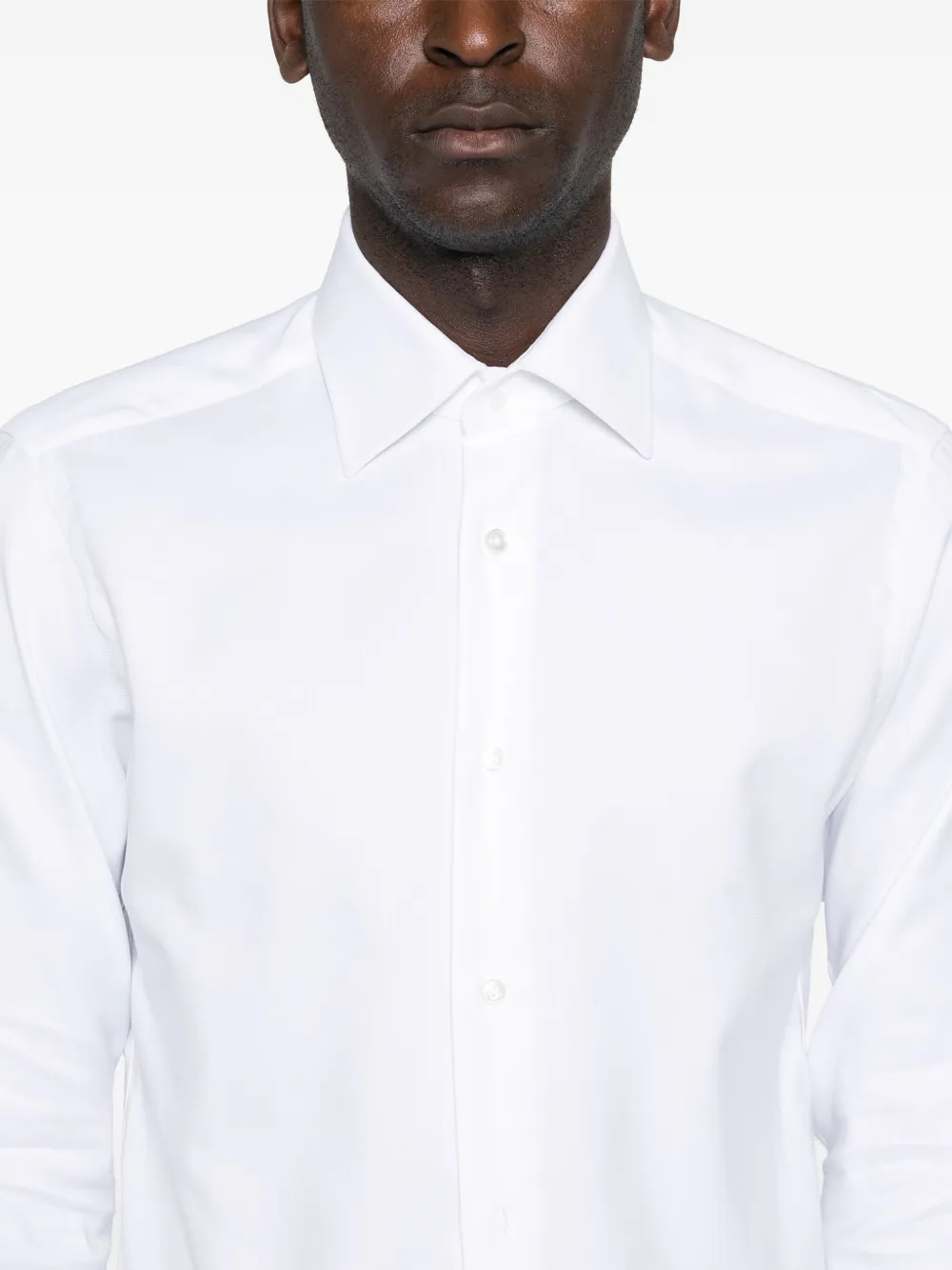 Barba Napoli Long-sleeve Button-down Shirt In Weiss