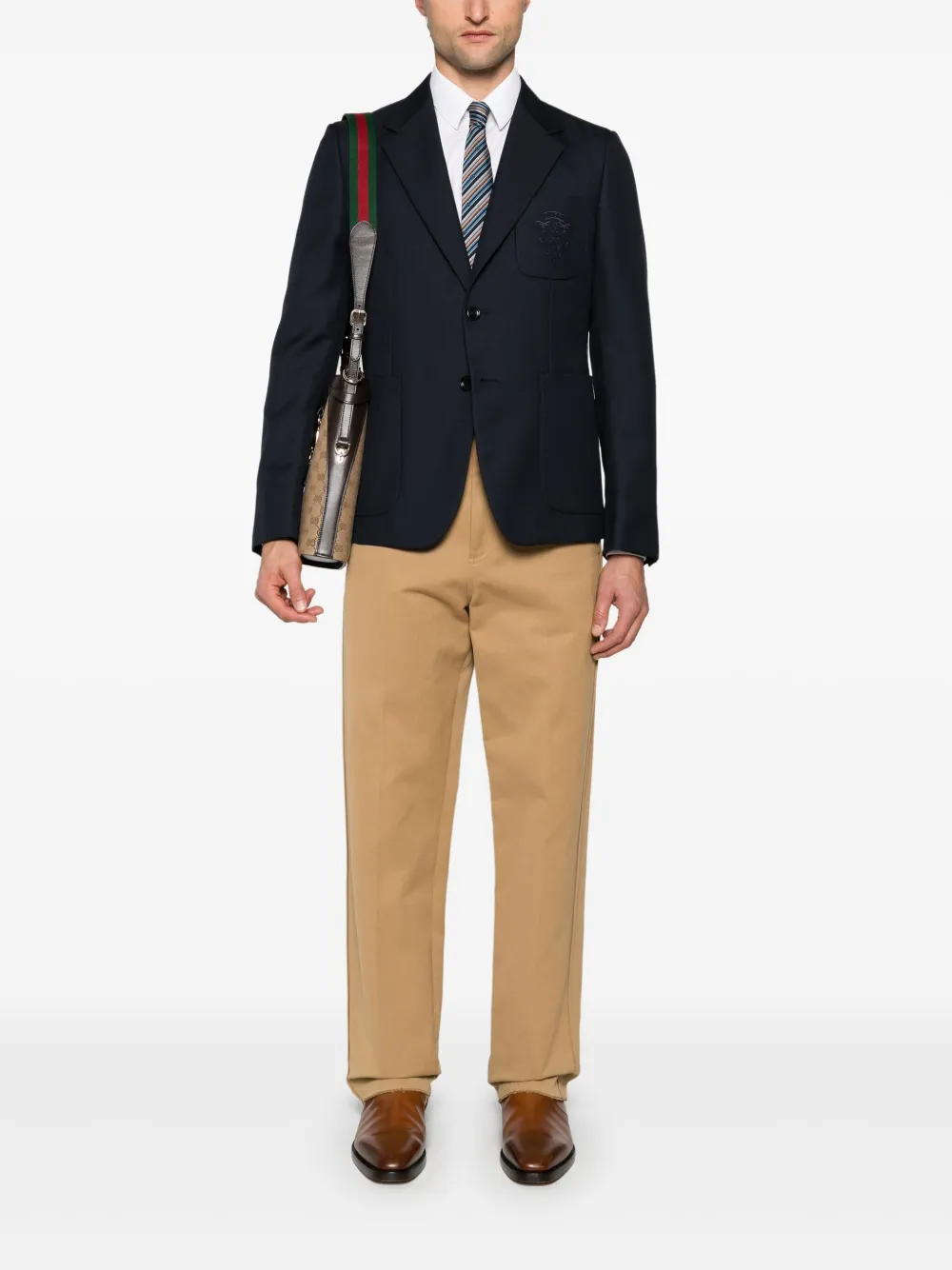 Gucci Liftboy-embroidered blazer - Blauw