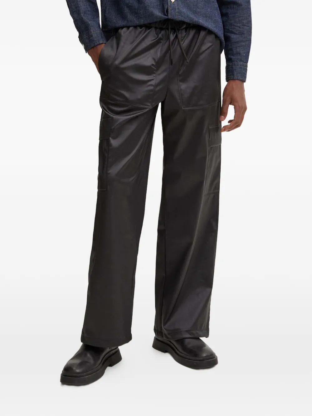 Rains Drawstring Cargo Pants In Black