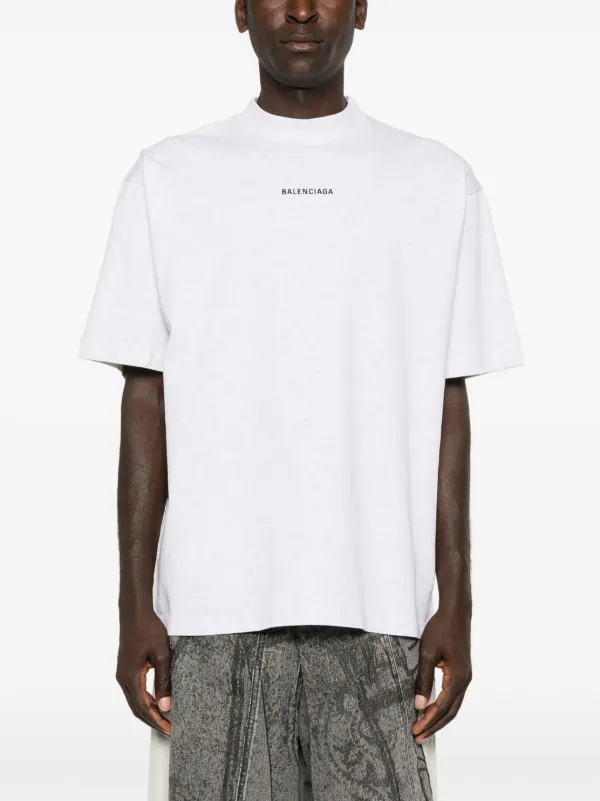 Balenciaga logo-embroidered T-shirt | Grey | FARFETCH