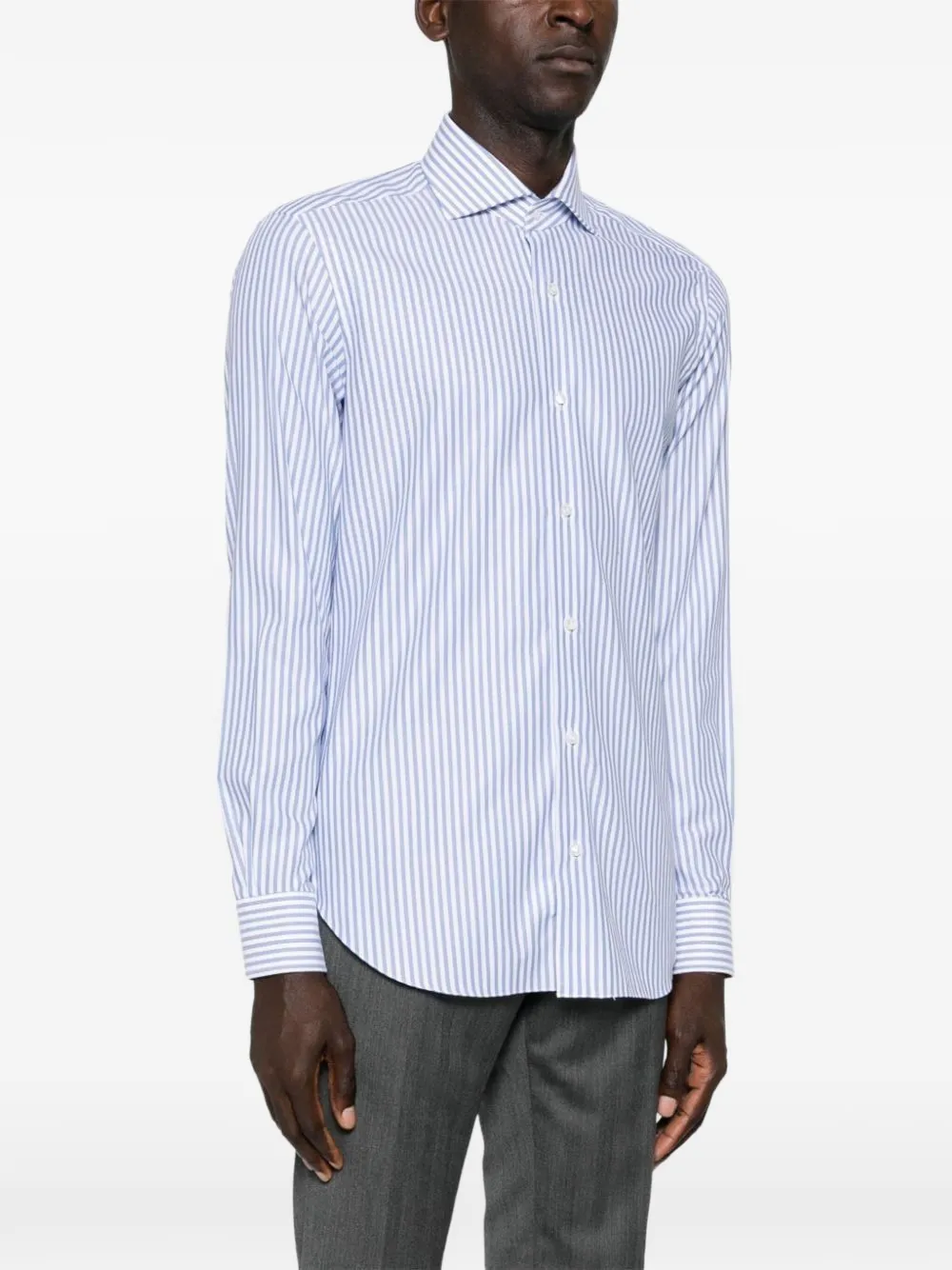  Barba Chemise à Rayures - Bleu 