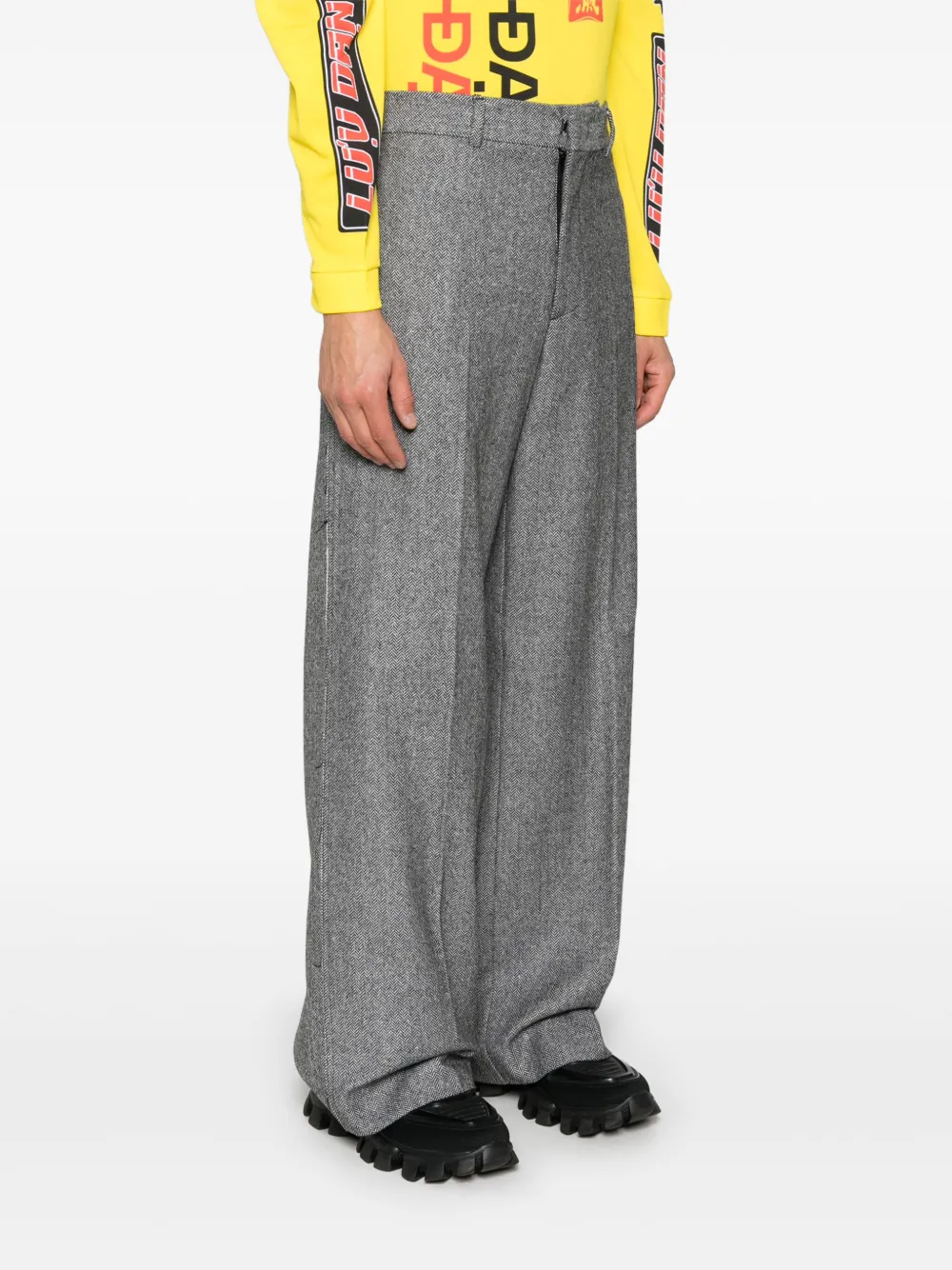 Iceberg Broek met visgraatpatroon Zwart