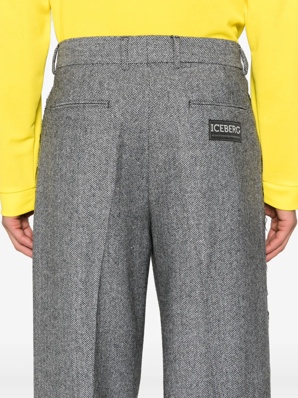 Iceberg Broek met visgraatpatroon Zwart