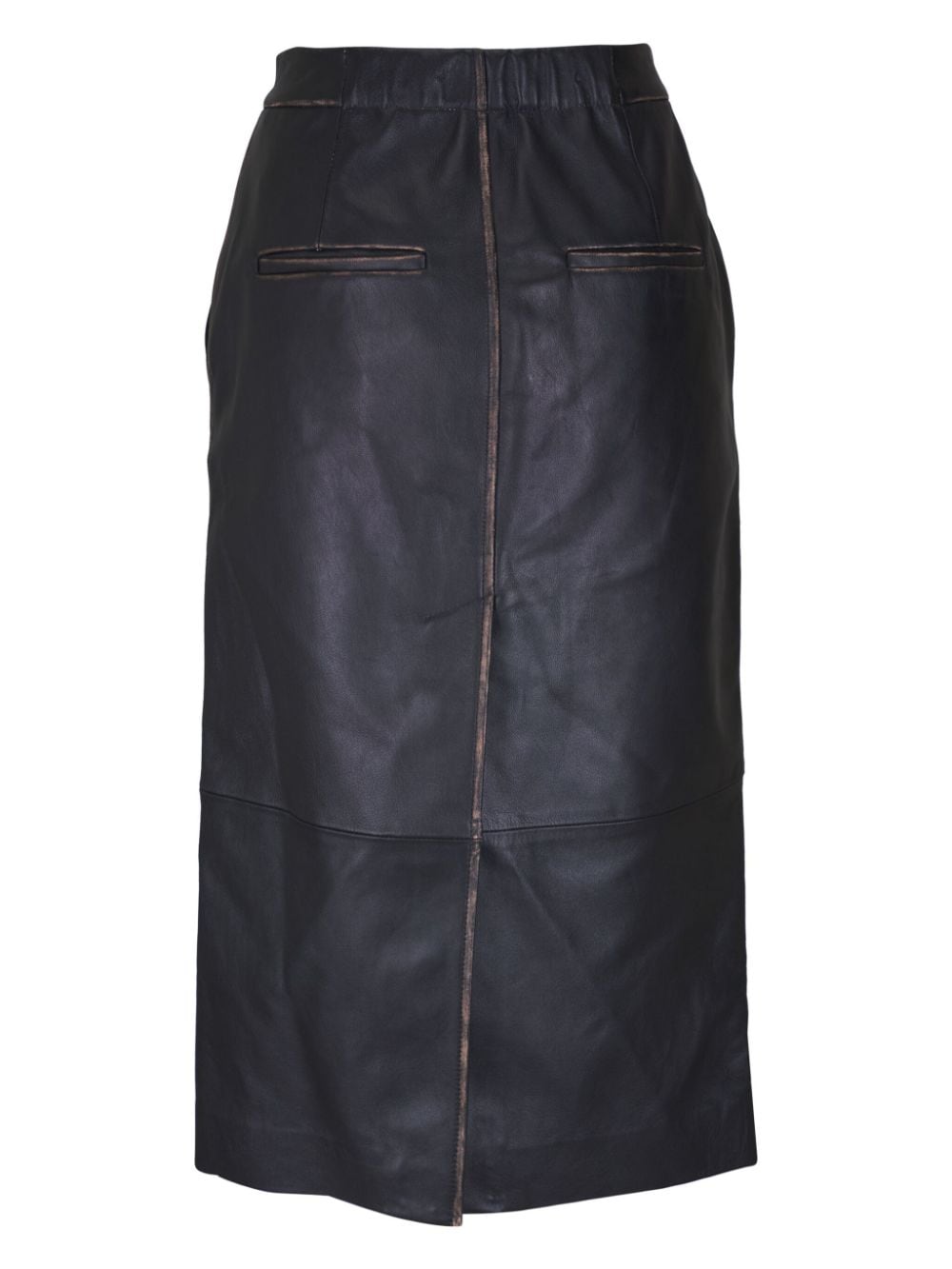 Shop Vince Leather Midi Skirt In Black