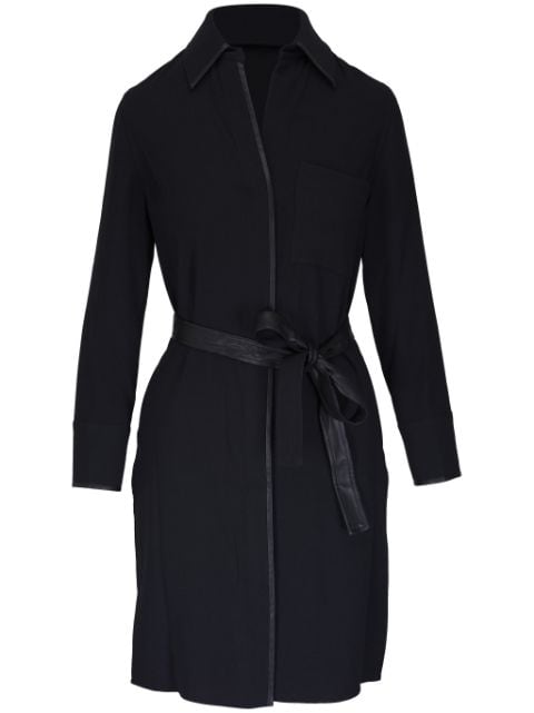 Vince faux-leather trim shirt dress