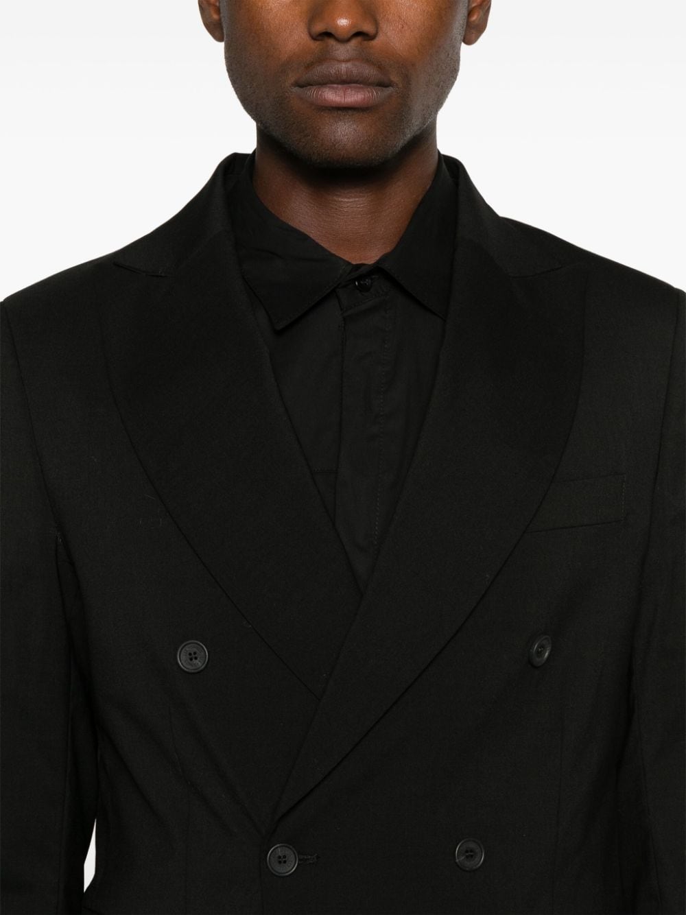 Shop Les Hommes Double-breasted Blazer In Black