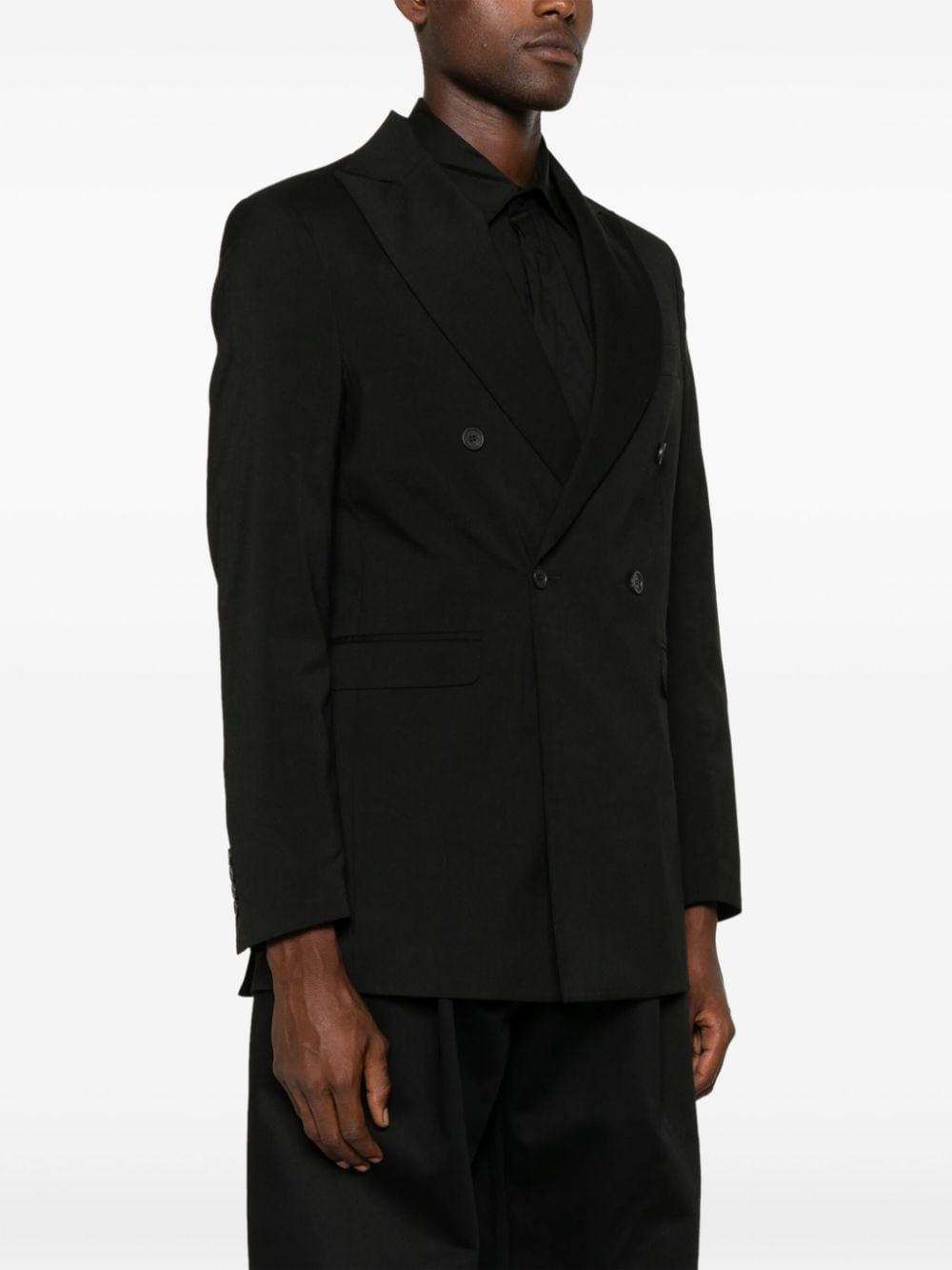 Shop Les Hommes Double-breasted Blazer In Black