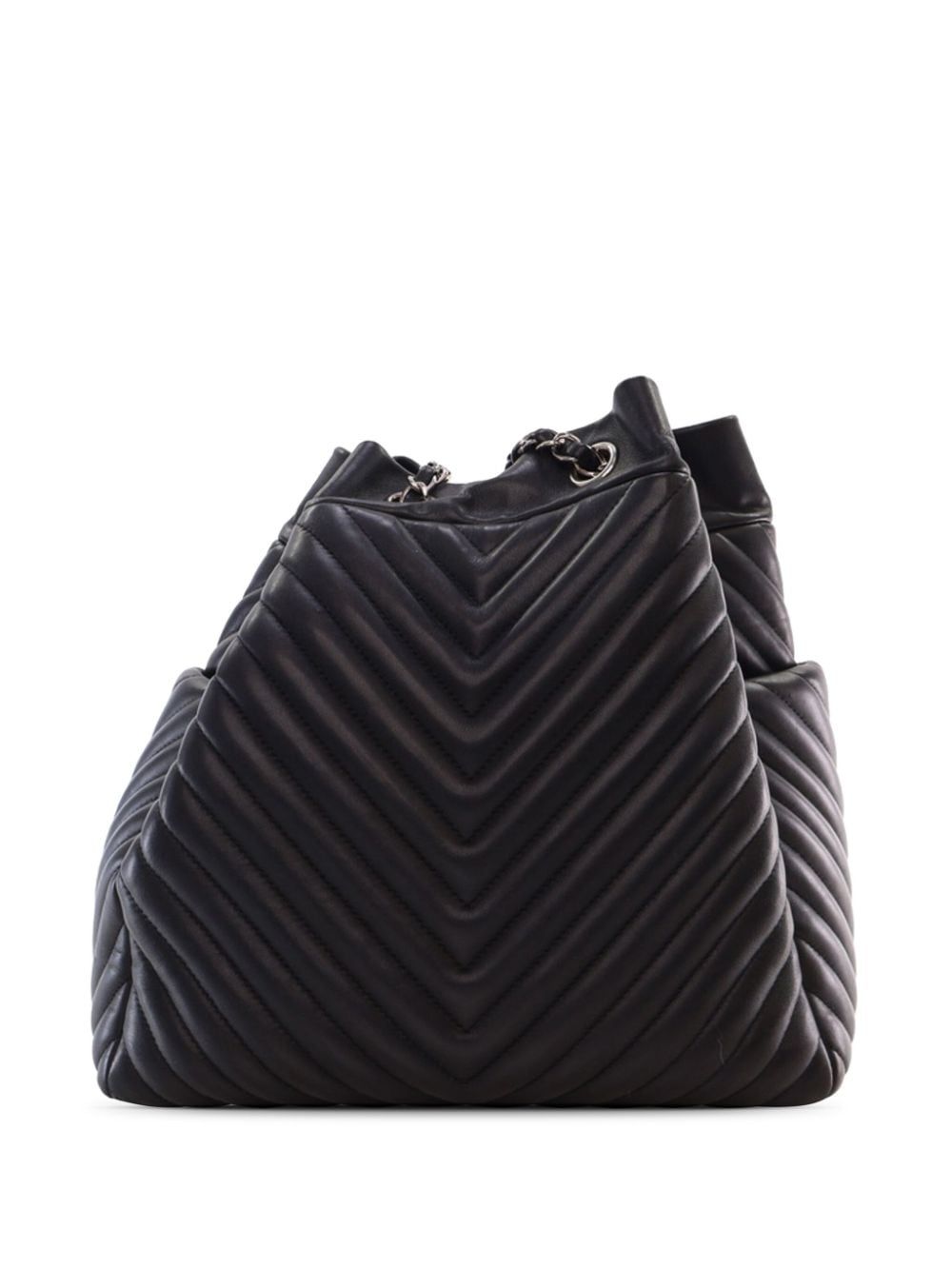 CHANEL Pre-Owned 2016-2017 Chevron Calfskin Urban Spirit bucket bag - Zwart