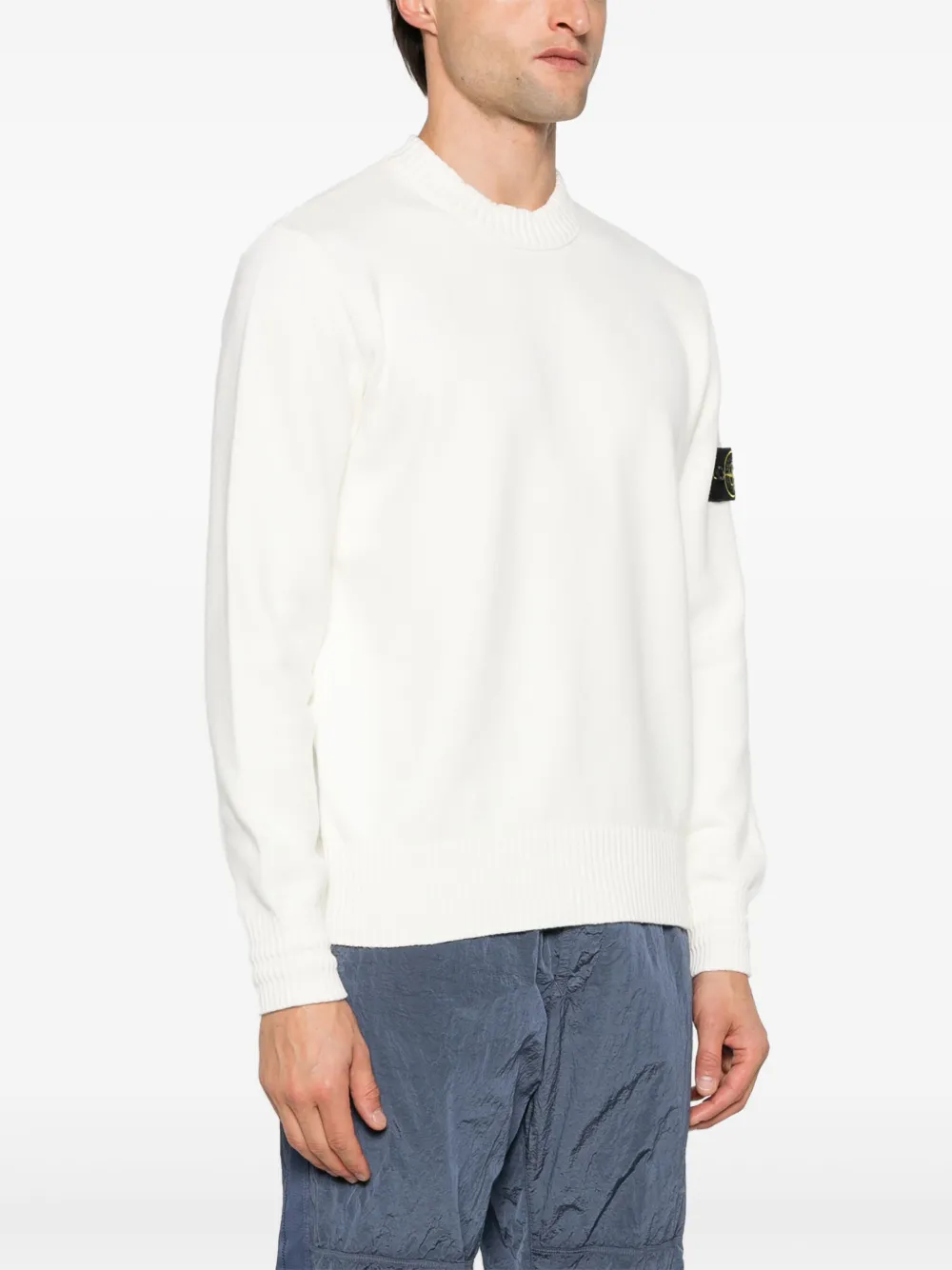 Shop Stone Island Compass-badge Sweater In White