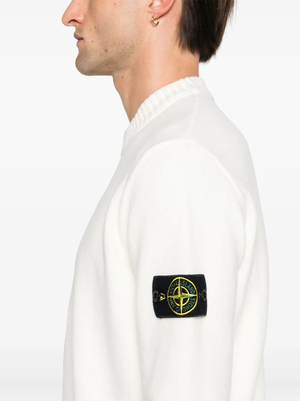 Shop Stone Island Compass-badge Sweater In White