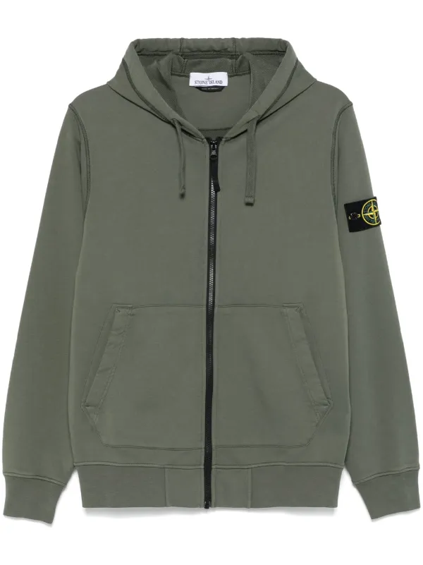 Stone Island Compass badge Hoodie Green FARFETCH UK