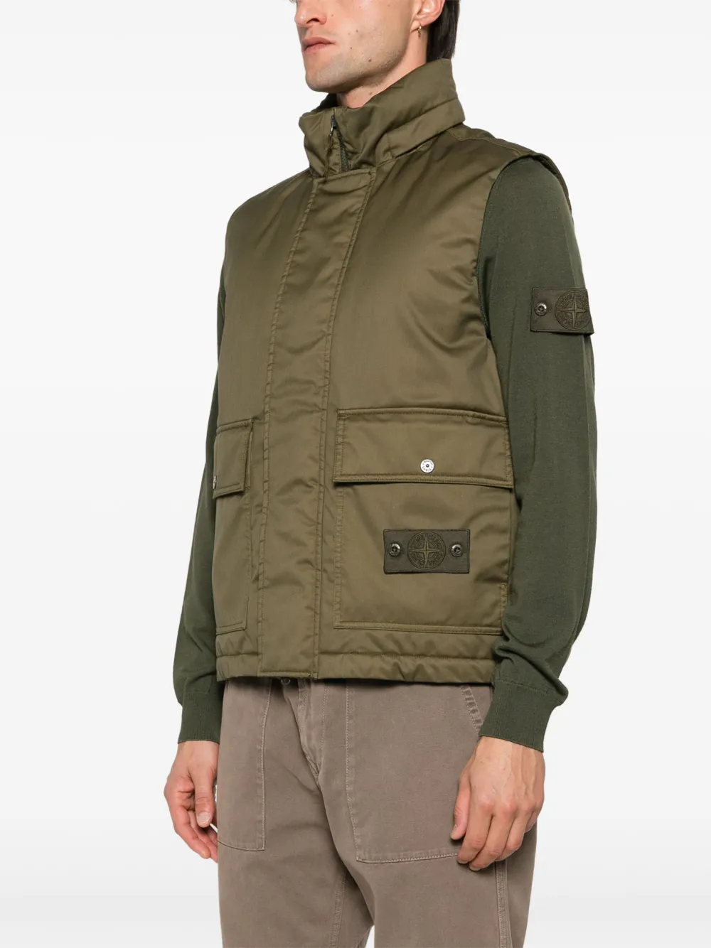 Stone Island Gilet met Compass-logopatch Groen