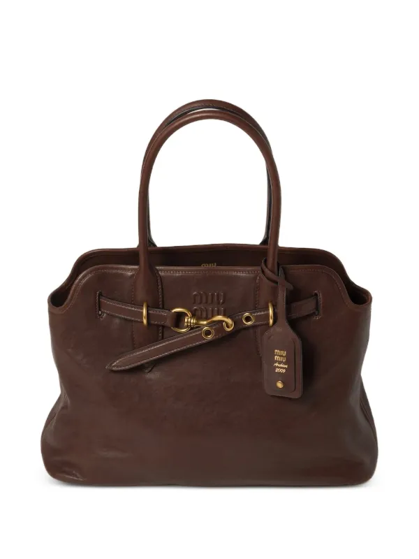 Miu Miu Aventure Nappa Leather Bag in Brown